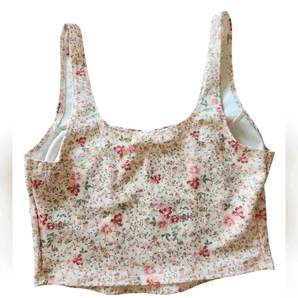 Alter'd State pink floral corset style crop top nwot